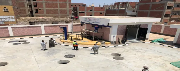 Sanitary sewage station in the village of Menel Duweib during the initial handover.