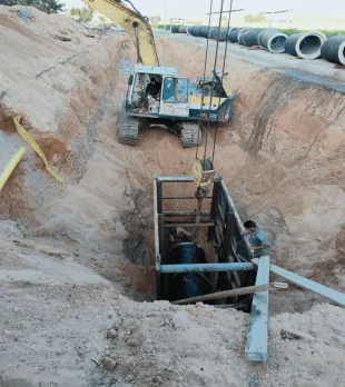 Separating industrial drainage from human sewage project in the city of Sadat.